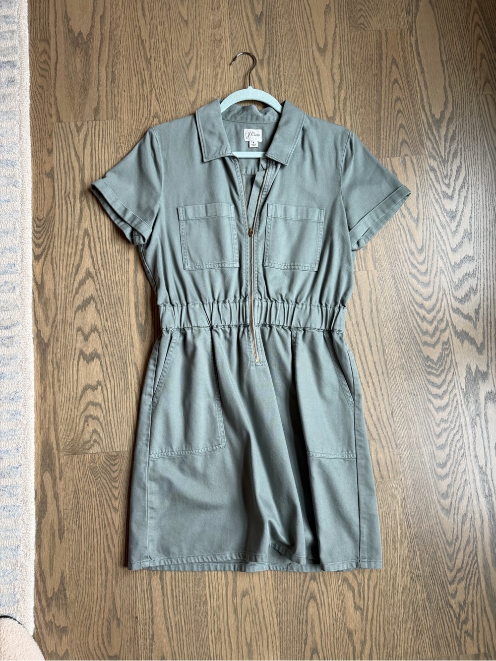 J. Crew Olive Utility Zip-Front Mini Dress